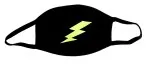 Mundschutz Baumwolle schwarz mit Blitz in neongelb