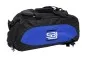 Preview: Sporttas met rugzakfunctie in zwart met gekleurde zij-inzetstukken in blauw