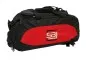Preview: Sportstaske med rygsækfunktion i sort med farvede sideindsatser i rød