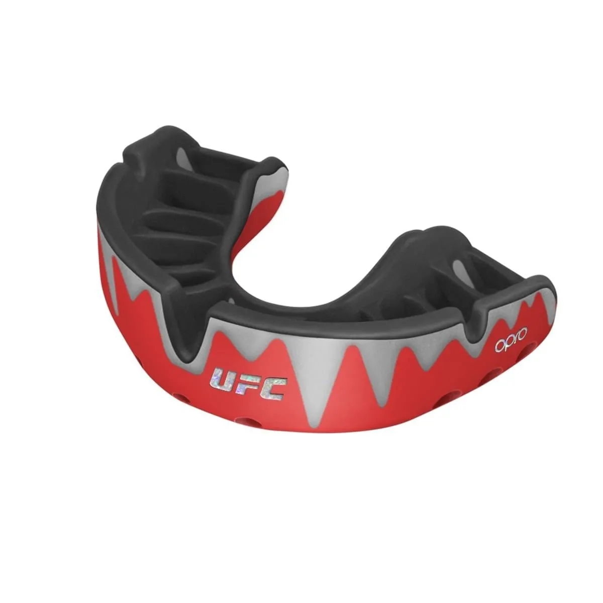 OPRO "UFC"-tandbeskytter Platinum rød/sølv/sort
