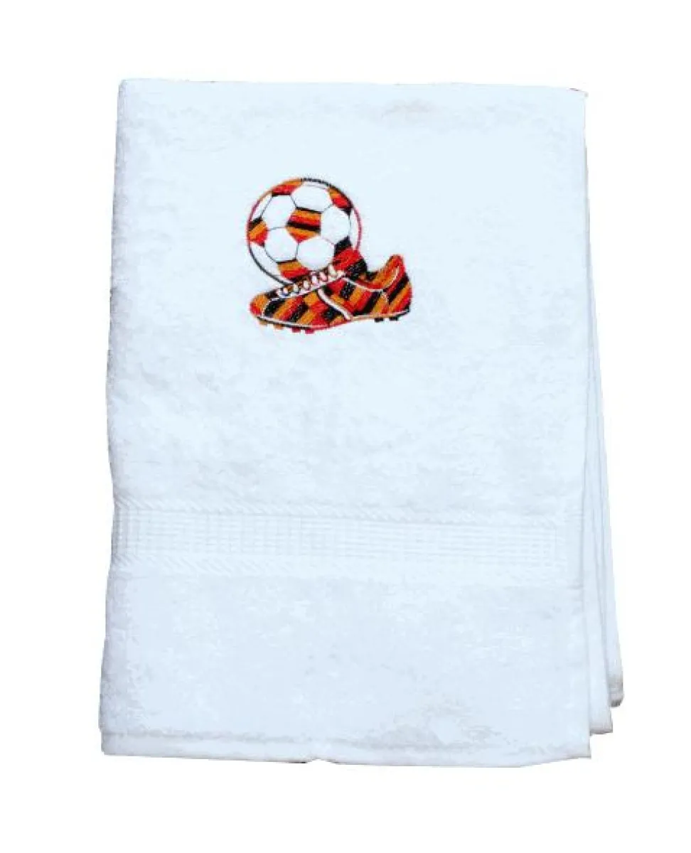 Shower and hand towels with "Football" motif