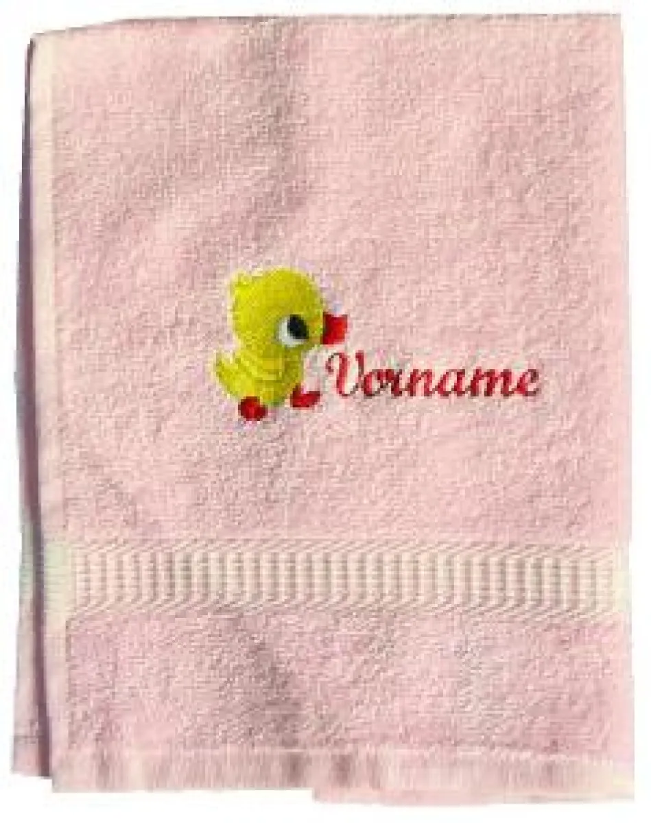 Shower and hand towels with "Duck with name" motif