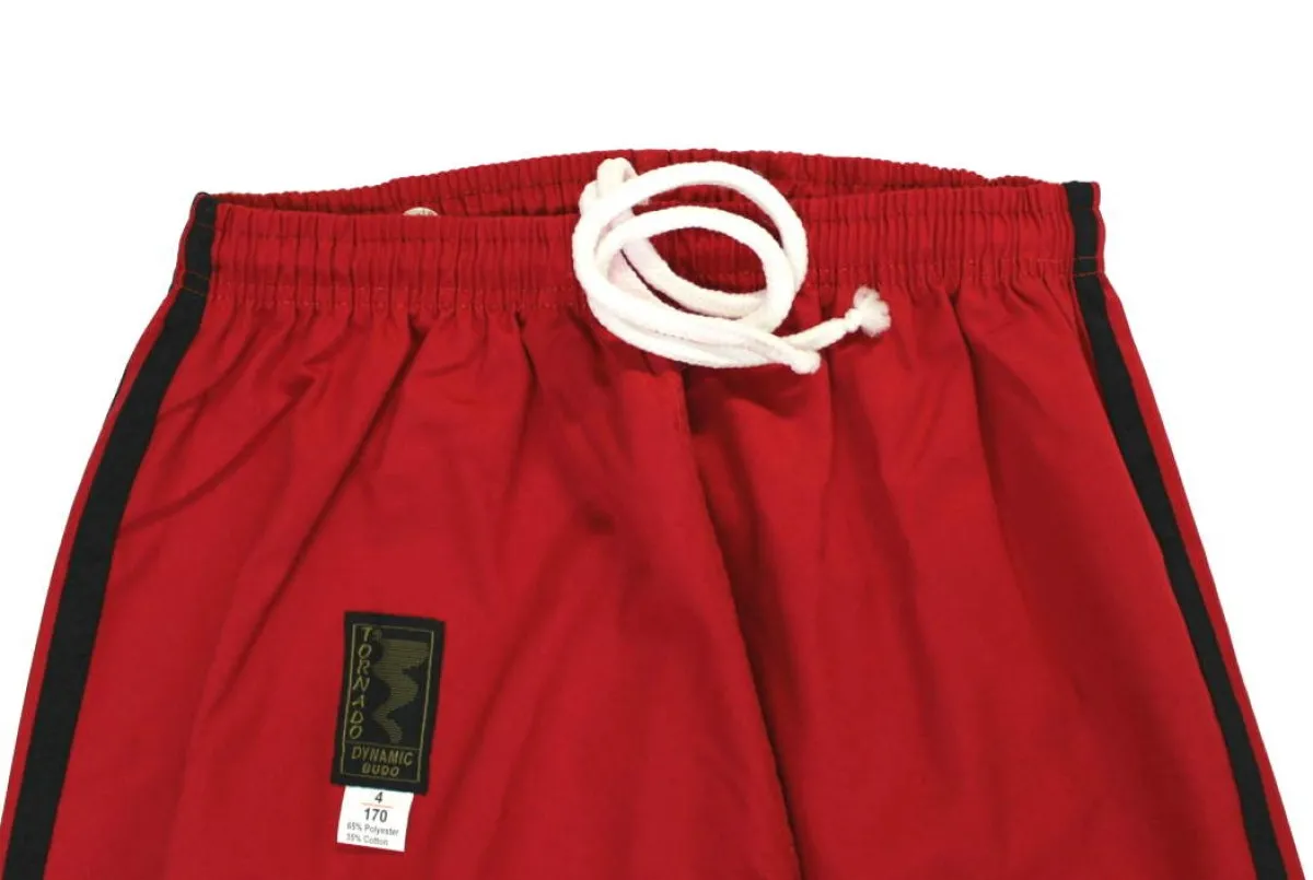Arnishose pantalón universal de artes marciales de color rojo con rayas negras
