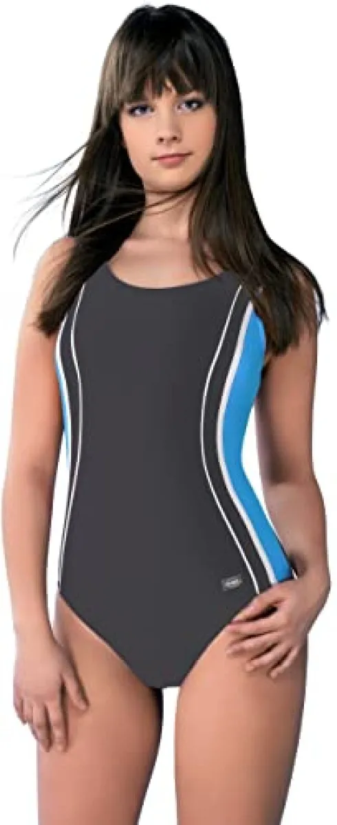Agata II swimming costume graphite/turquoise