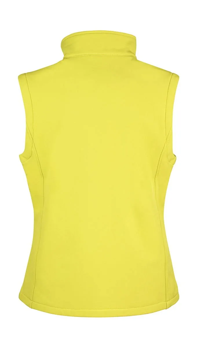 Ladies softshell bodywarmer yellow/black printable