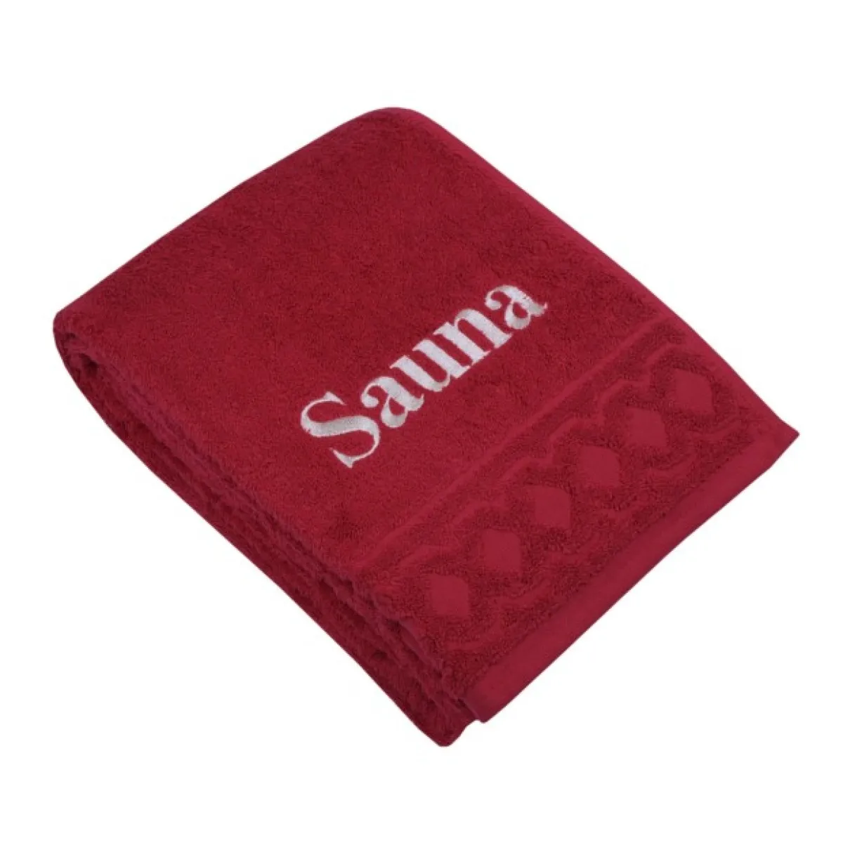 Jacquard R sauna towel wine red embroidered with sauna