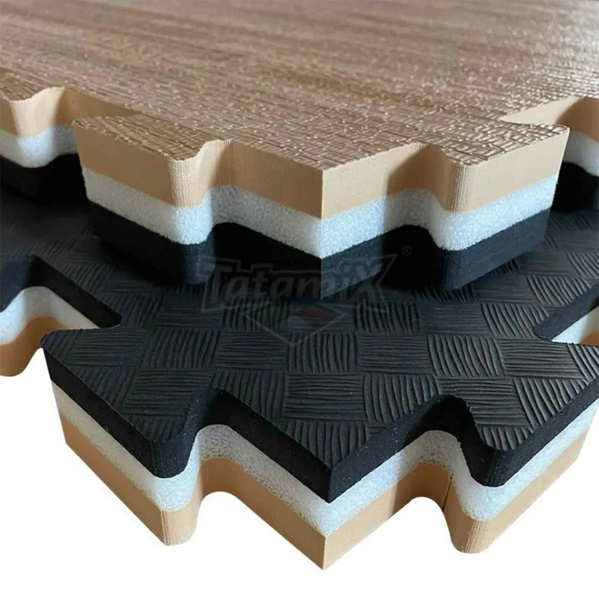 Hybride mat zwart/hout 100x100cm x 4 cm