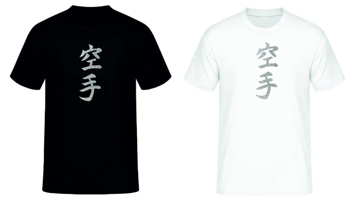 T-shirt met zilveren glitter Karate Kanji | karakters
