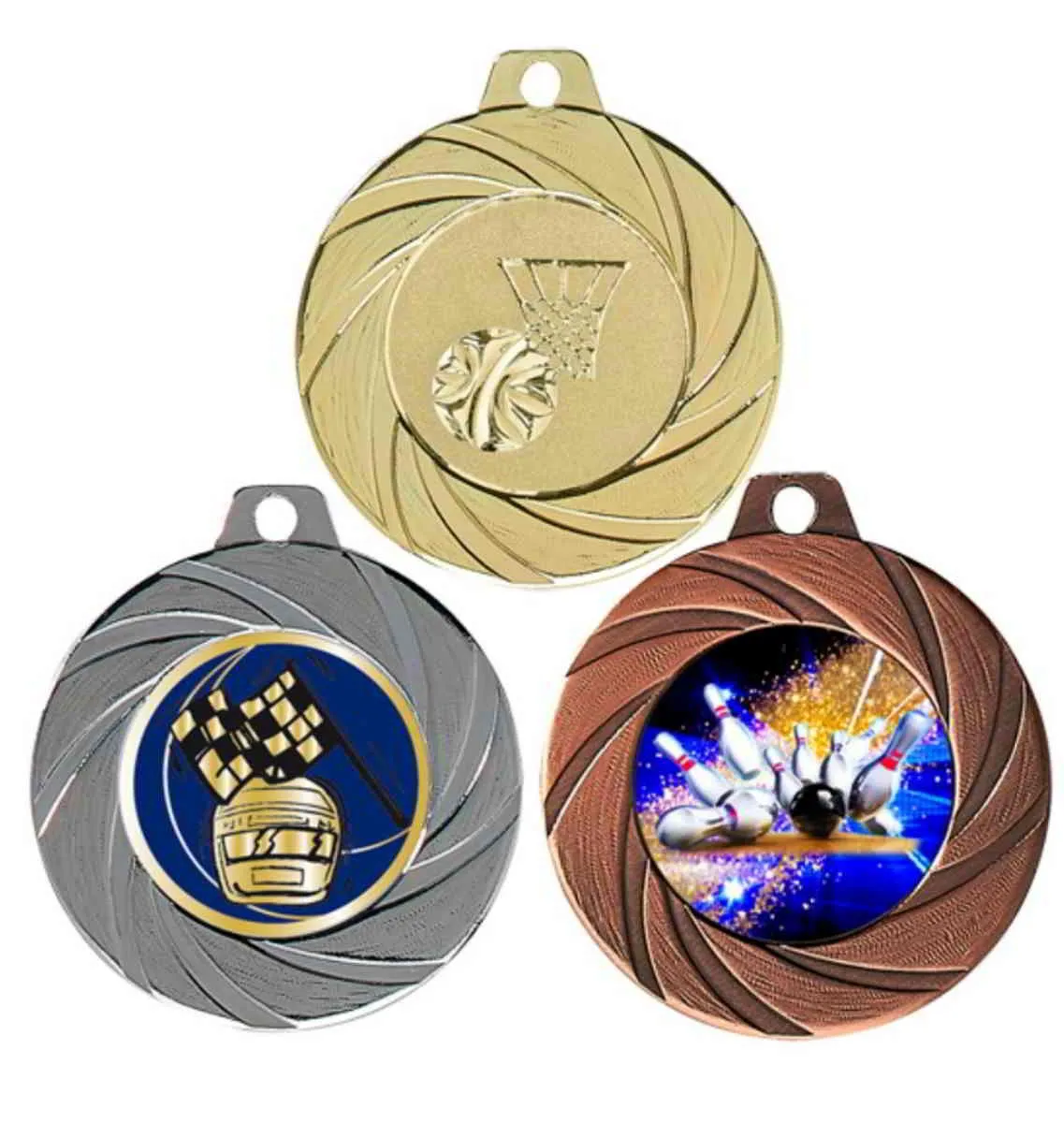 Medalje i guld, sølv, bronze ca. 4 cm