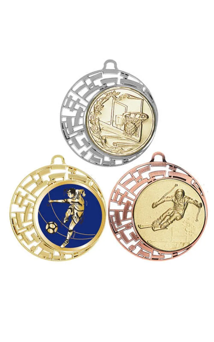 Medaljer med udstansninger, ca. 7 cm i alle farver