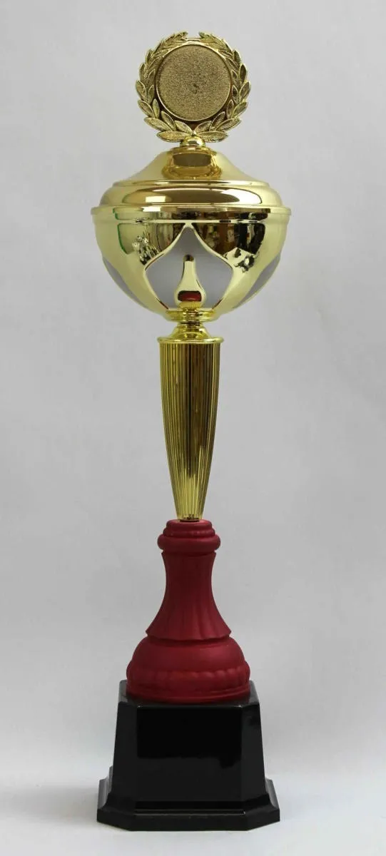 Pokal gold/rot mit Lorbeerkranz 56 cm