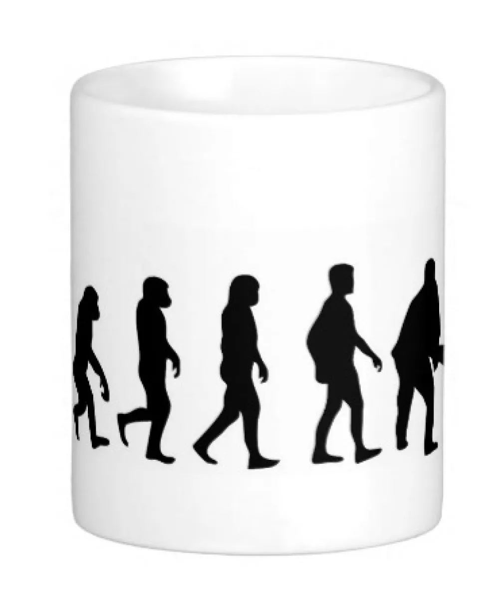 White mug printed with Boxing Evolution