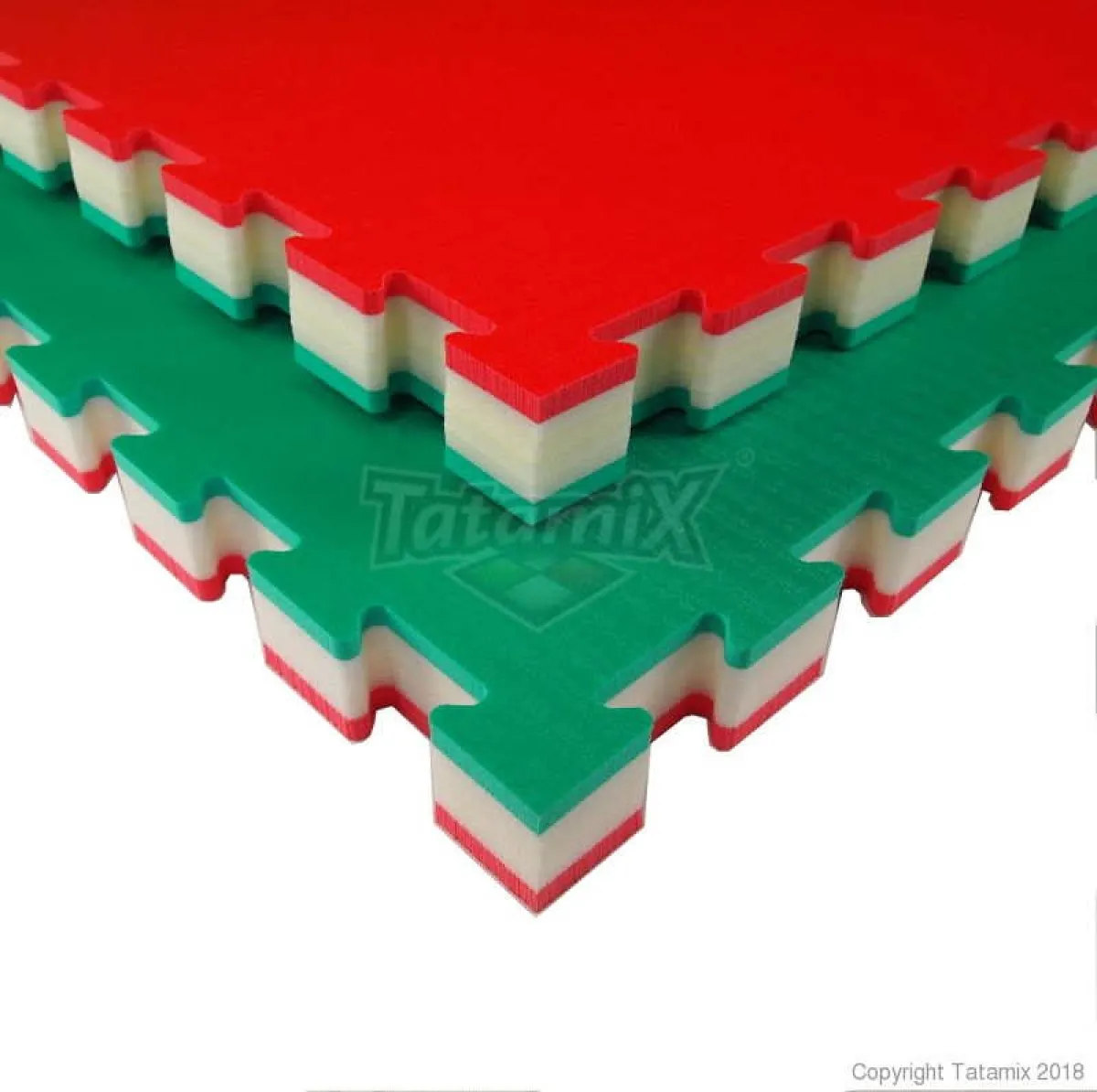 Tatami J50R mat rood/wit/groen 100 cm x 100 cm x 5 cm