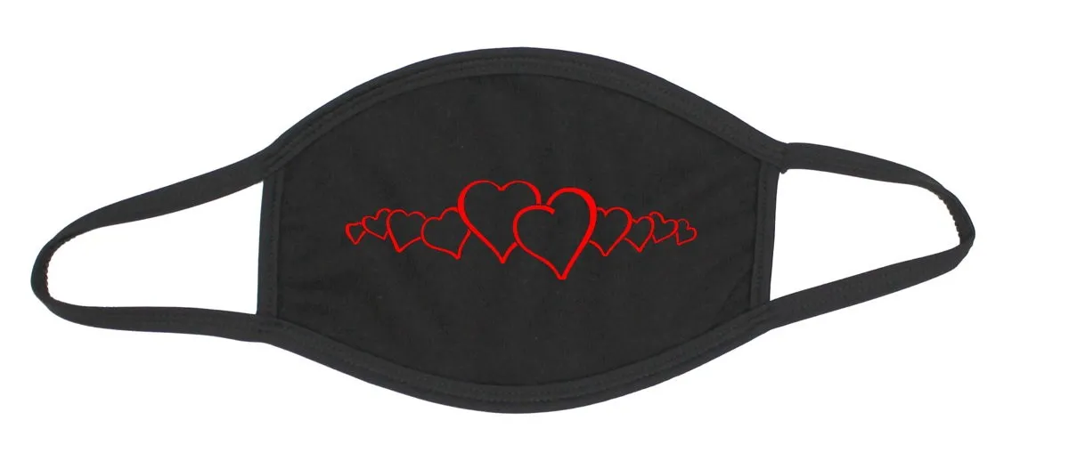 Mouth and nose mask cotton black hearts