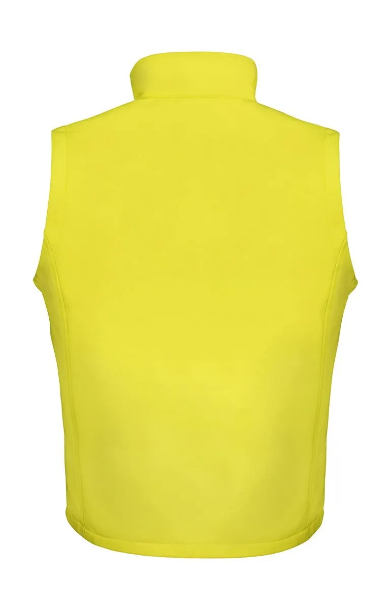 Men s softshell bodywarmer yellow/black printable on the back