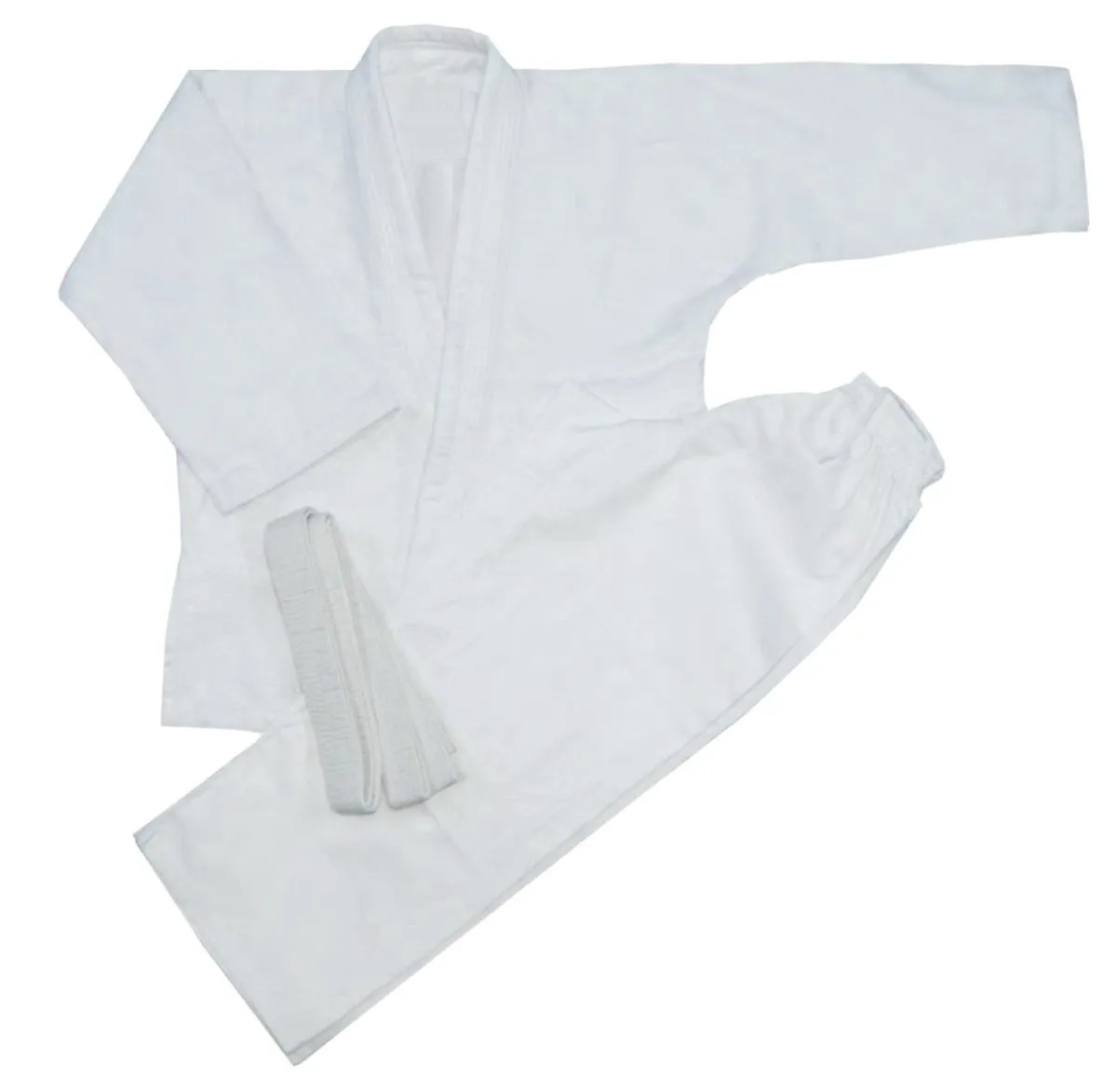 Basic judo suit for children and adults, with white tear-grain weave