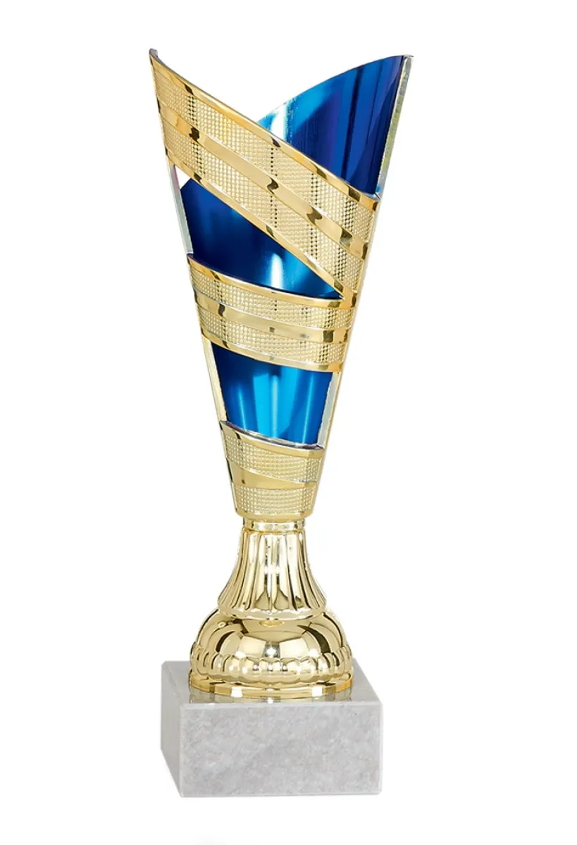Gouden/blauwe plastic trofee