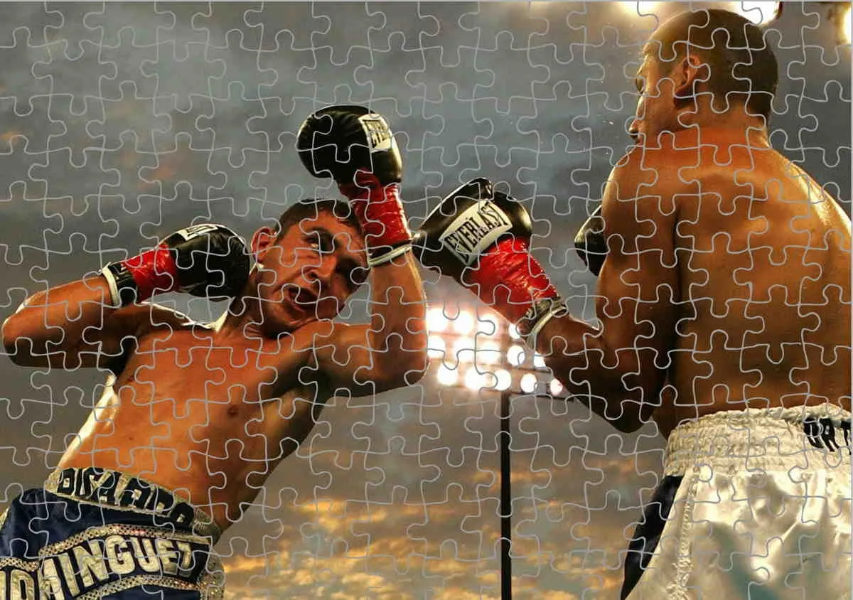 Puzzel bokswedstrijd
