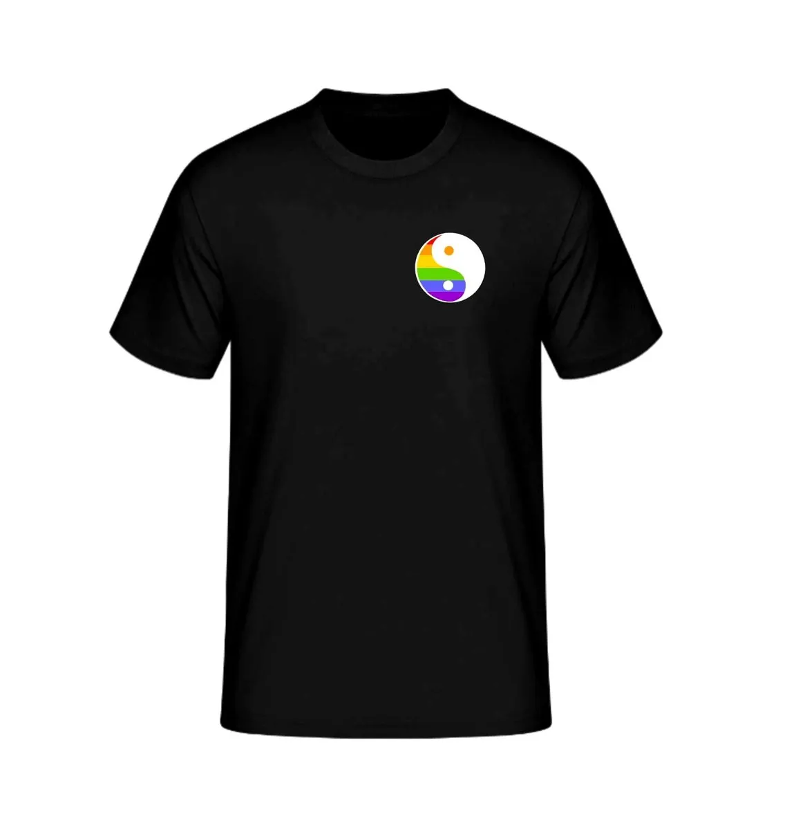 T-shirt Ying Yang regenboog zwart | Pride