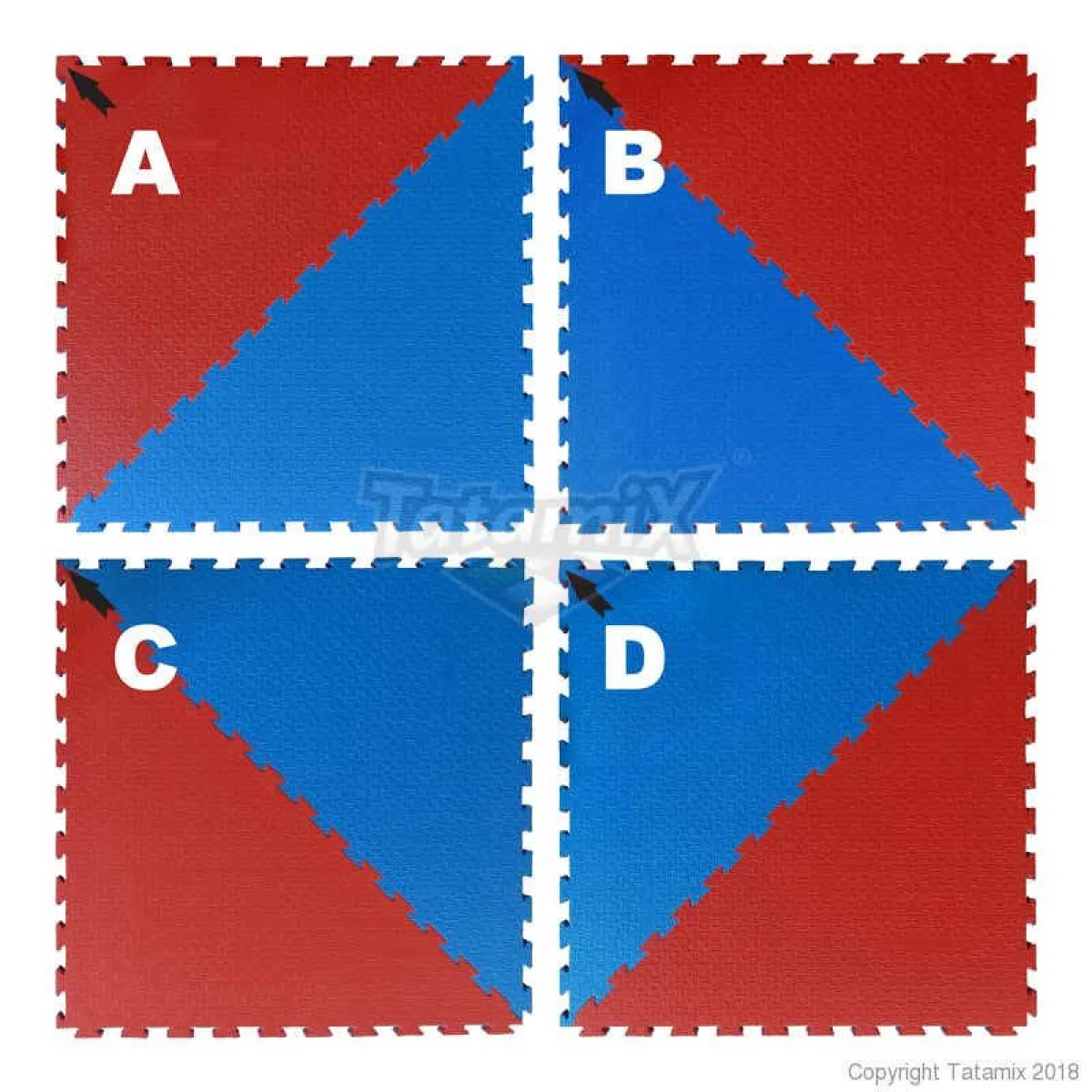 Taekwondo mat rood/blauwe achthoek