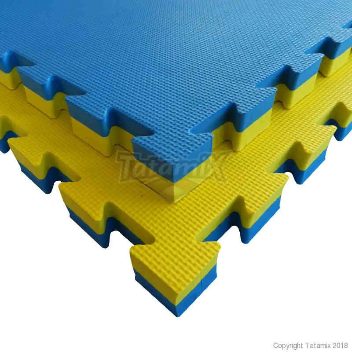 Tatami E40S mat geel/blauw 100 cm x 100 cm x 4 cm