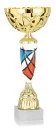 Golden goblet with decorated ceramic centrepiece