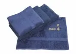 Badstof handdoeken donkerblauw geborduurd in goud met judo en karakters