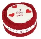 Håndklæde kage hjerte kage rød med hvidHåndklæde kage hjerte kage rød/hvid med   I love you   broderet hjerte