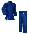 Judodragt adidas Champion II IJFS Slimfit blå med hvide skulderstriber