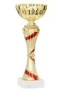 Gouden/rode plastic trofee met marmeren voet