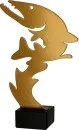 Fisketrofæ-figur i guldmetal