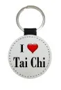 Nøglering rund i imiteret læder I Love Tai Chi