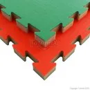Vechtsportmat kindermat Tatami J30S rood/grijs/groen 100 cm x 100 cm x 3 cm