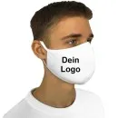 White mouth and nose mask with logo