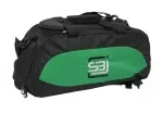 Sporttas met rugzakfunctie in zwart met gekleurde groene zijstukken